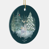 Waldland Hirsch Winterwald Keramik Ornament (Rechts)