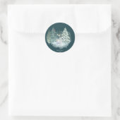 Waldland Hirsch Winterwald Runder Aufkleber (Tasche)