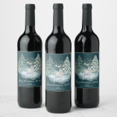 Waldland Hirsch Winterwald Weinetikett (Flaschen)