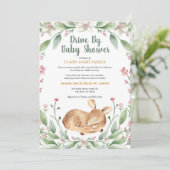 Waldland Hirsche Blumengartenantrieb mit Babydusch Einladung (Stehend Vorderseite)