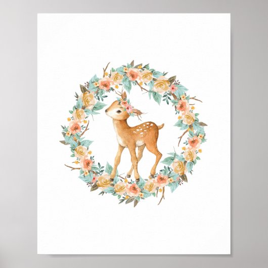 Waldland Hirschtiere Kinderzimmer Art Kinder Wand Poster (Vorne)