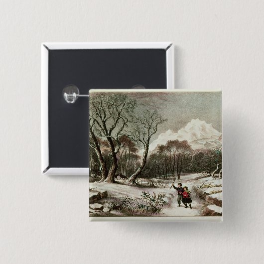 Waldland im Winter Button (Vorne & Hinten)