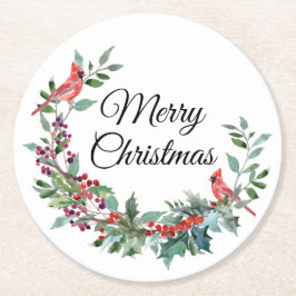 Waldland Kardinal Weihnachten Runder Pappuntersetzer