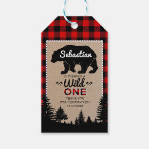Waldland Lumberjack Bear Wild 1 1. Geburtstag Geschenkanhänger