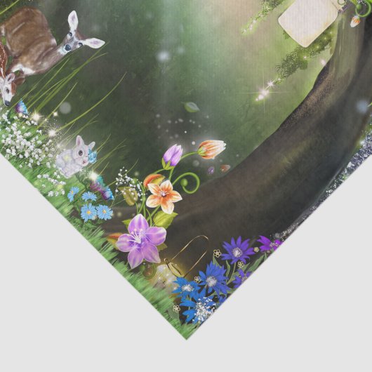 Waldland Magische Blume Wald Hirsch & Bunny Seidenpapier (Ausschnitt)
