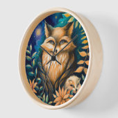 Waldland Mitternacht FOX - Kinderzimmer Uhr (Winkel)