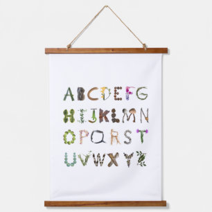 Waldland Natur Alphabet - Gender Neutral Abc Wandteppich Mit Holzrahmen