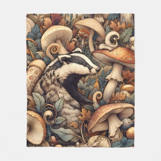 Waldland Naturfarben Pilze weich weich Fleecedecke (Vorderseite)