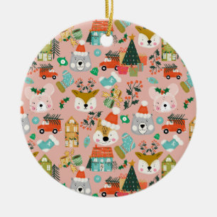 Waldland Niedliche Santa Animals Rosa Keramik Ornament