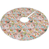 Waldland Niedliche Santa Animals Rosa Polyester Weihnachtsbaumdecke (Schrägansicht)