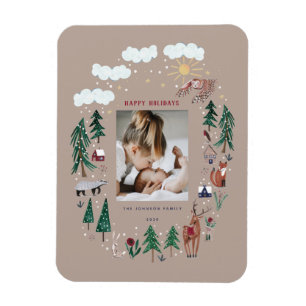 Waldland Nordetiere Schnee Weihnachten Magnet