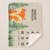 Waldland Orange Fox Forest Green Baby Milestone Sherpadecke (Vorderseite)