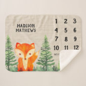 Waldland Orange Fox Forest Green Baby Milestone Sherpadecke (Vorderseite (Horizontal))