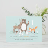 Waldland Party Einladung zum ersten Geburtstag (Stehend Vorderseite)