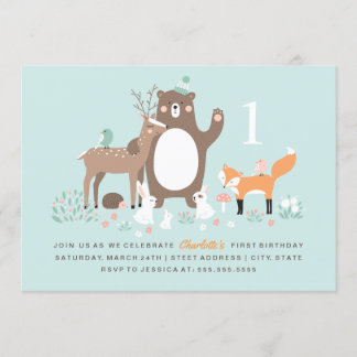 Waldland Party Einladung zum ersten Geburtstag