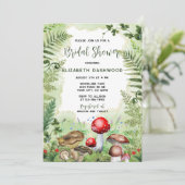 Waldland Pilze Ferns Forest Brautparty Einladung (Stehend Vorderseite)