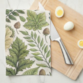 Waldland Pilze Pinecones Ferns Herbstmuster Geschirrtuch (Viertel Falte)