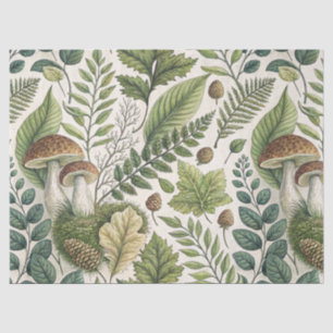 Waldland Pilze Pinecones Ferns Herbstmuster Seidenpapier