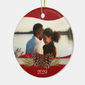 Waldland Pinecones Rotes Foto Keramik Ornament (Links)