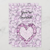 Waldland Pink/Lila Camouflage Herzstück auf der Ca Einladung (Vorne/Hinten)