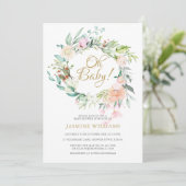 Waldland Rose Garland Kinderdusche / Sprinkle Einladung (Stehend Vorderseite)