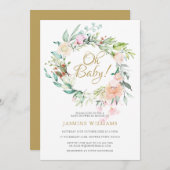 Waldland Rose Garland Kinderdusche / Sprinkle Einladung (Vorne/Hinten)