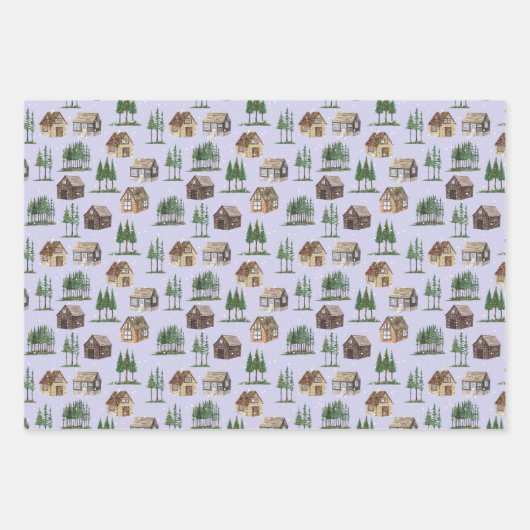 Waldland Rustikale Hütte Pine Tree Schnee Weihnach Geschenkpapier Set (Vorderseite 2)