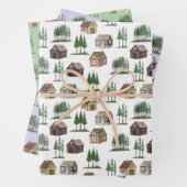 Waldland Rustikale Hütte Pine Tree Schnee Weihnach Geschenkpapier Set (Beispiel)