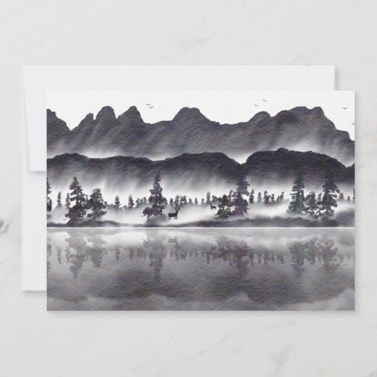 Waldland Rustikale Waldlandschaft Hochzeit Einladung (Rückseite)