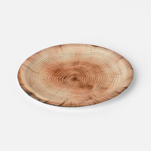 Waldland Rustikale Wasserfarbe Baumkörnchen Pappteller (Schrägansicht)