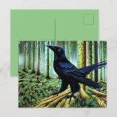 Waldland Rustikaler schwarzer Rabe Postkarte (Vorne/Hinten)