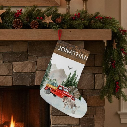 Waldland Rustikaler Wasserstraßenlastwagen HüttenW Kleiner Weihnachtsstrumpf