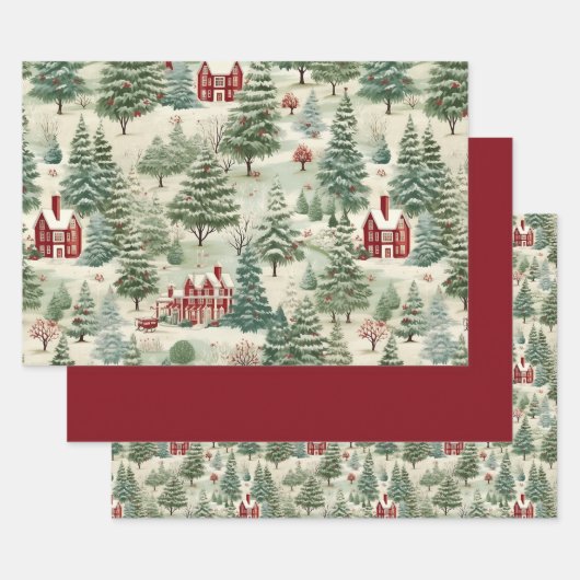 Waldland Rustikales Land Weihnachten Niedlich Vint Geschenkpapier Set (Set)