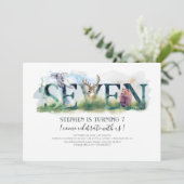 Waldland Sieben - 7. Geburtstag Einladung (Stehend Vorderseite)