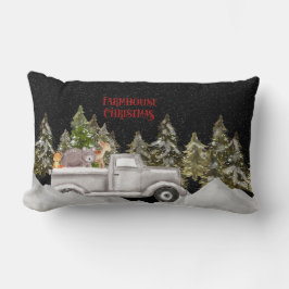 Waldland Snowfall Bauernhof Weihnachten Lendenkissen