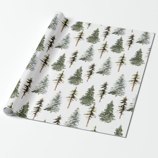 Waldland Snowy Spruce Pine Weihnachtsbaumwald Geschenkpapier (Ungerollt)