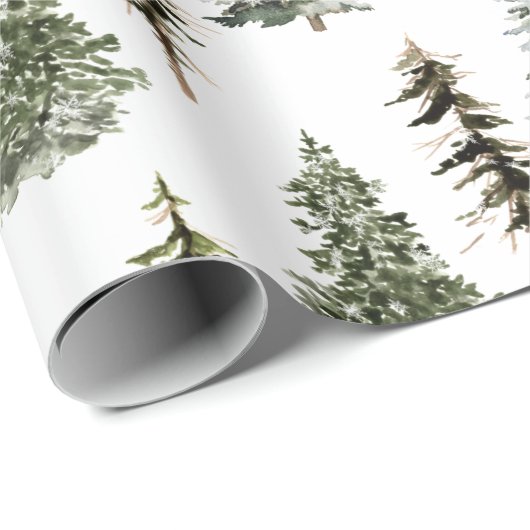 Waldland Snowy Spruce Pine Weihnachtsbaumwald Geschenkpapier (Rolleneckpunkt)