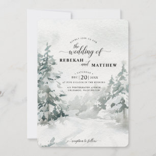 Waldland Snowy Winter Forest Watercolor Invitati Einladung