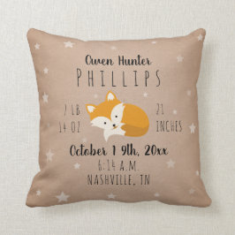 Waldland Stars Sleepy Fox Birth Stats Kinderzimmer Kissen