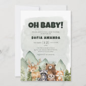 Waldland Süße Tier Mountain Forest Babydusche I Einladung (Vorderseite)