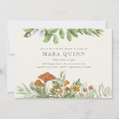 Waldland Toadstool Grünes Brautparty Einladung (Vorderseite)
