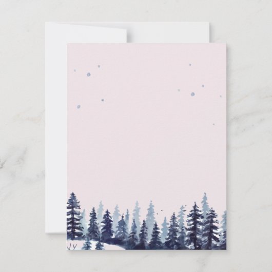 Waldland, Wald, Pinienbäume Probe Abendessen Einladung (Rückseite)