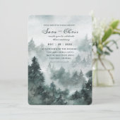 Waldland | Wald-Wasserfarbenhochzeit Einladung (Stehend Vorderseite)