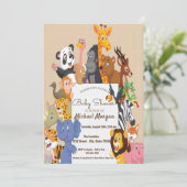 Waldland, Waldtiere Kinderdusche Einladung (Stehend Vorderseite)