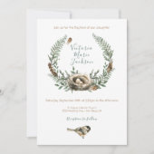 Waldland Wasserfarbvogel-Nestfedertaufe Einladung (Vorderseite)