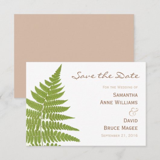 Waldland Wedding Fern Save the Date Card (Vorne/Hinten)