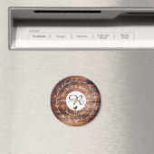 Waldland Wedding Monogram Wood Leaf Wreath Bird Magnet (In Situ (Geschirrspüler))