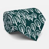 Waldland Weiß auf Dunkelgrün Aquamarin Krawatte (Gerollt)
