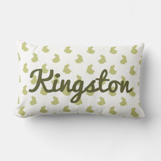 Waldland Weißes und Olivenöl Bunny Kinderzimmer Lendenkissen (Vorderseite)