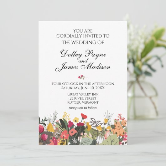 Waldland Wildblumen Rustikale Hochzeitseinladung Einladung (Stehend Vorderseite)